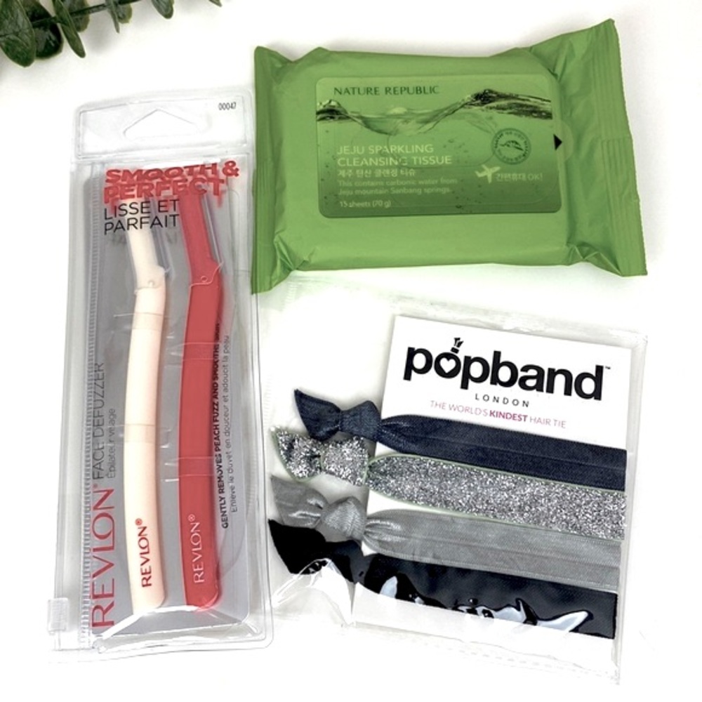 Bundle of 3 -  Nature Republic cleansing tissue face defuzzer Popband hair ties